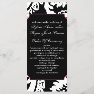 pink and black Wedding program