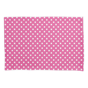 Pink and black white polka dots reversible pillow case