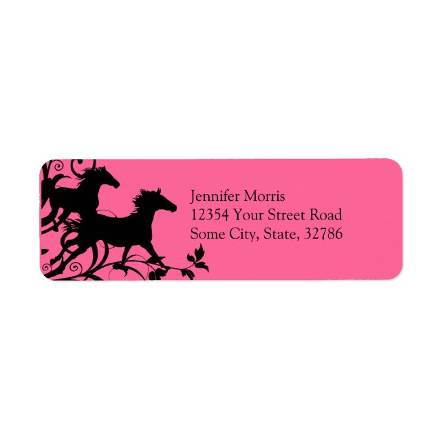 Pink and Black Wild Horses Label (Front)