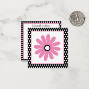 Pink and Black With White Polka Dots Personalized Note Card