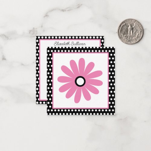 Pink and Black With White Polka Dots Personalized Note Card