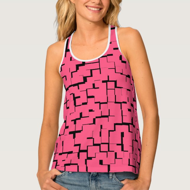 Pink and Black Women's Tank Top (Front)