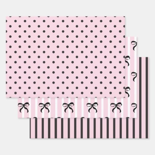 Pink and Black Wrapping Paper Sheets