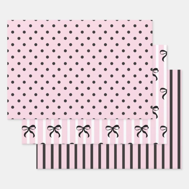 Pink and Black Wrapping Paper Sheets (Set)