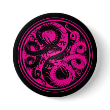 Pink and Black Yin Yang Chinese Dragons