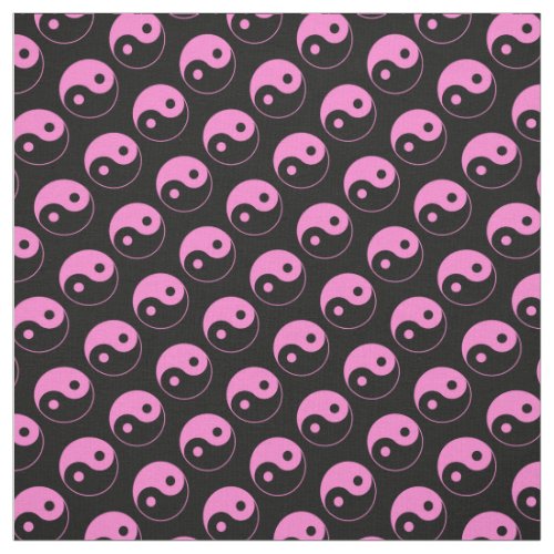 Pink and Black Yin Yang Pattern Fabric