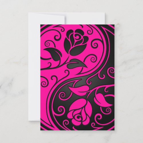 Pink and Black Yin Yang Roses Custom Announcements