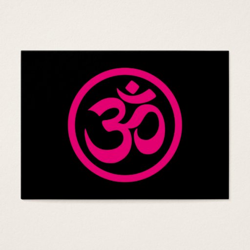 Customizable Pink and Black Yoga Om Circle Business Cards