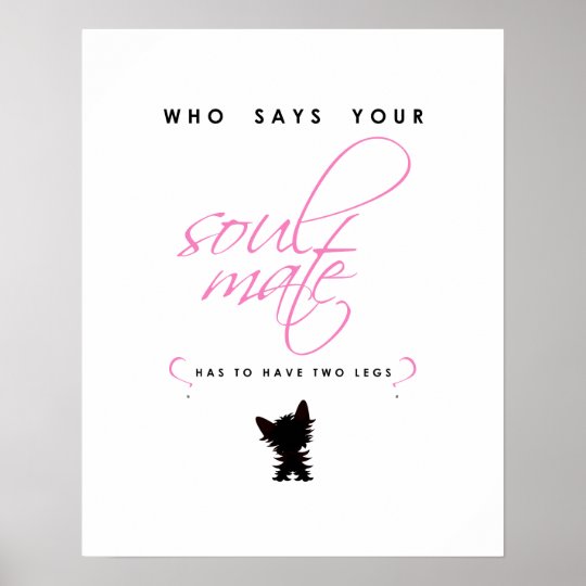 Pink And Black Yorkie Soul Mate Silhouette Pet Poster Zazzle Com