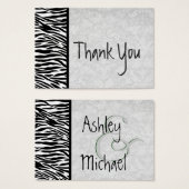 Pink and Black Zebra and Damask Wedding Thank You (Front & Back)