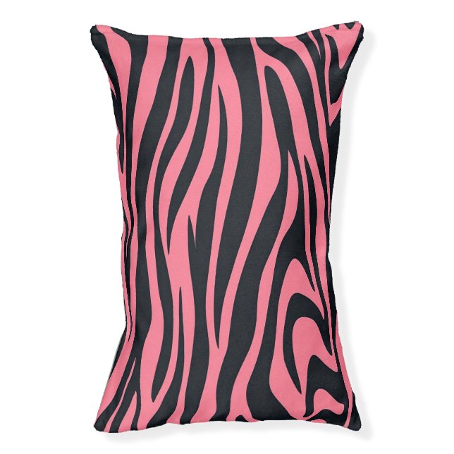Pink and Black Zebra Animal Print  Pet Bed (Front Vertical)