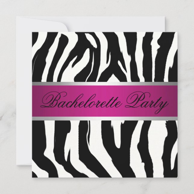 Pink and Black Zebra Bachelorette Party Invitation (Front)