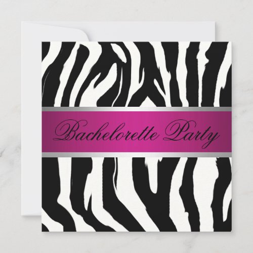 Pink and Black Zebra Bachelorette Party Custom Announcements