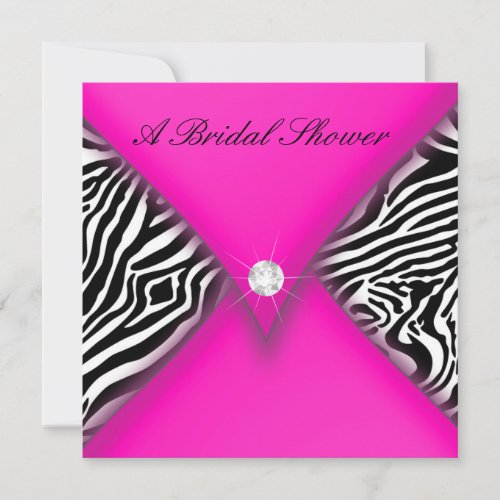 Pink and Black Zebra Bridal Shower Invite