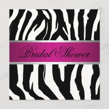 Pink And Black Zebra Bridal Shower Invitation by party_depot at Zazzle