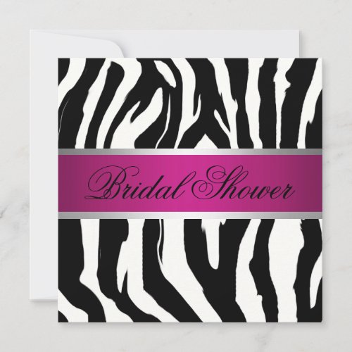 Pink and Black Zebra Bridal Shower Personalized Invitations