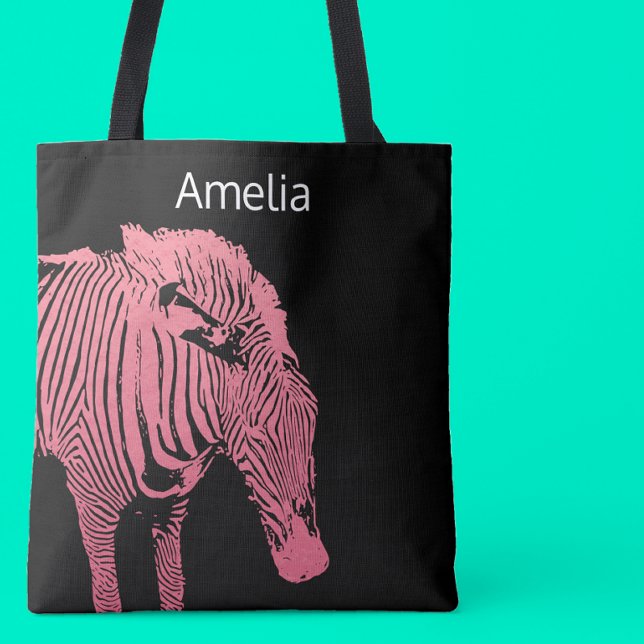  Pink and black Zebra Personalized Tote Bag (Creator Uploaded)