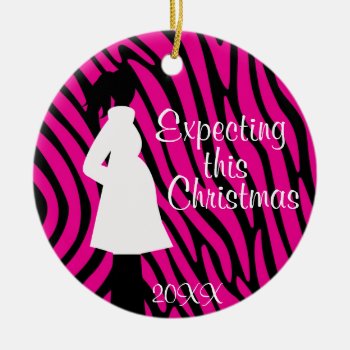 Pink And Black Zebra Pregnancy Ornament by BellaMommyDesigns at Zazzle
