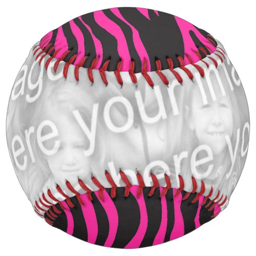 Pink and Black Zebra Print Add Your Own Photo Softball