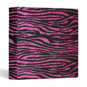 Pink and Black Zebra Print bling (faux glitter) 3 Ring Binder
