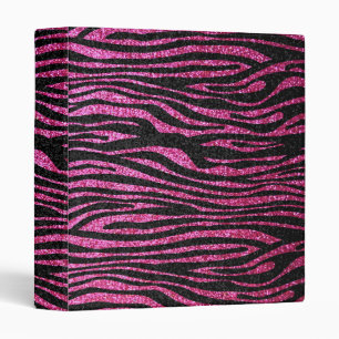 Pink and Black Zebra Print bling (faux glitter) 3 Ring Binder