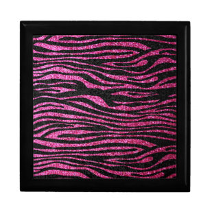 Pink and Black Zebra Print bling (faux glitter) Keepsake Box