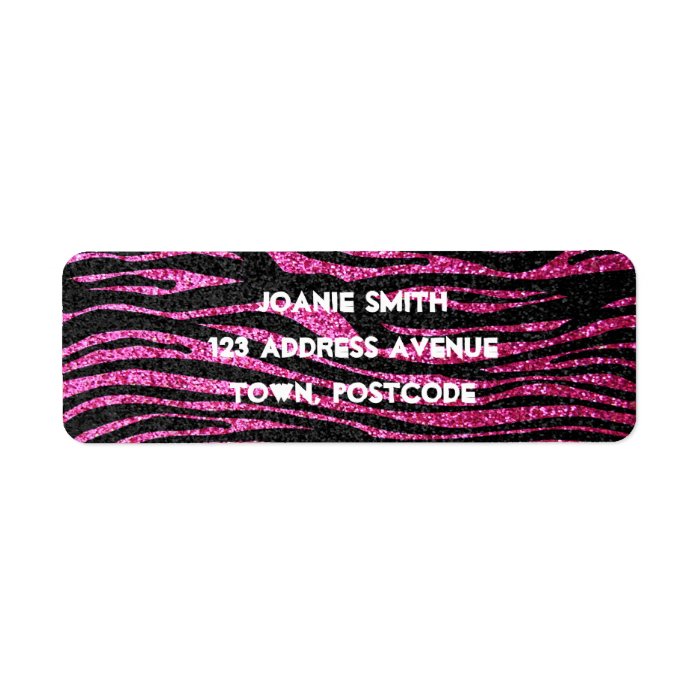 Pink and Black Zebra Print bling (faux glitter) Custom Return Address Labels