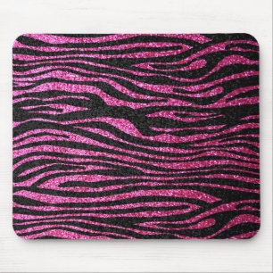Pink and Black Zebra Print bling (faux glitter) Mouse Pad