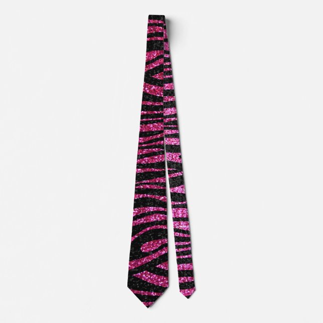 Pink and Black Zebra Print bling (faux glitter) Neck Tie (Front)