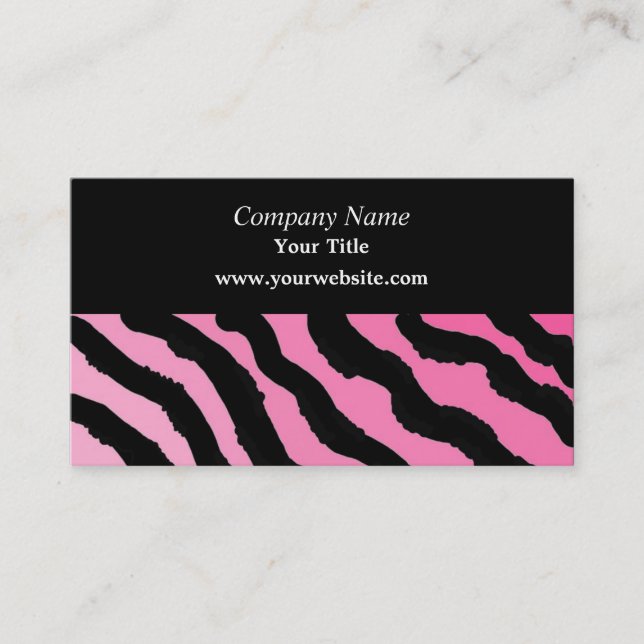 Pink and Black Zebra Print Business Card (Front)