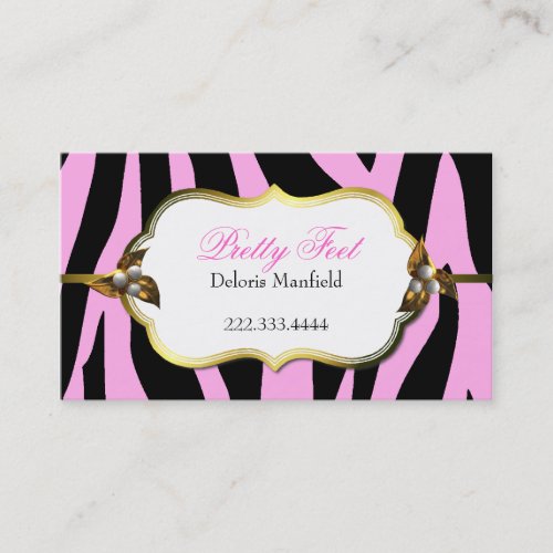 Pink and Black Zebra Print Business Card