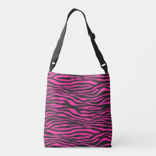 Pink and Black Zebra Print Crossbody Bag