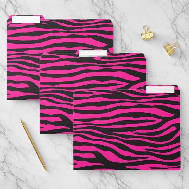 Pink and Black Zebra Print File Folder (Set)