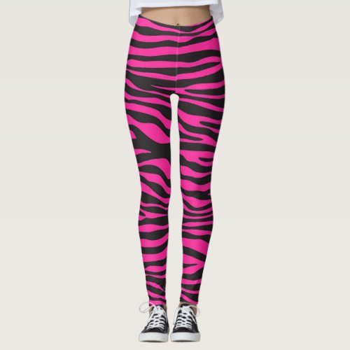 Pink and Black Zebra Print Leggings