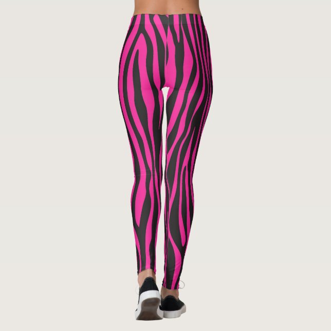 Pink and Black Zebra Print Leggings (Back)