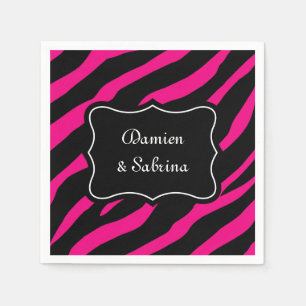 Pink and black zebra print napkins   personalized