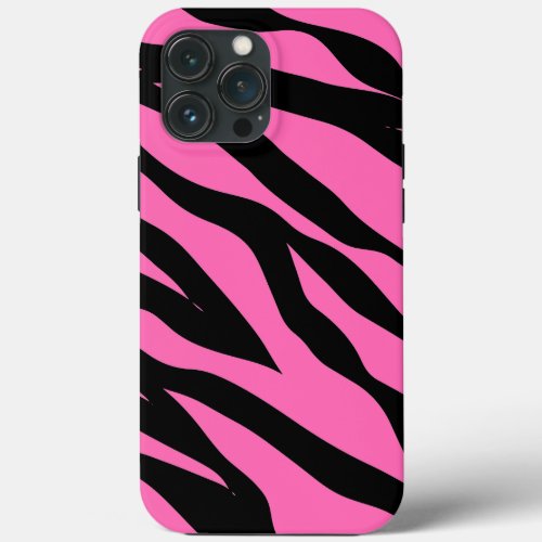  Pink and Black Zebra Print Pattern Design iPhone 13 Pro Max Case