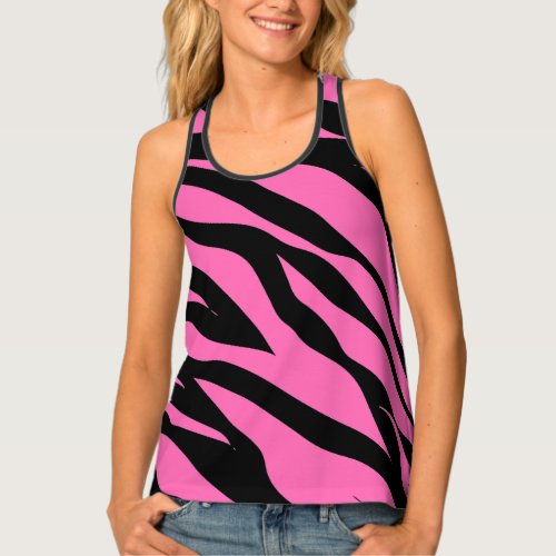  Pink and Black Zebra Print Pattern Design Tank Top