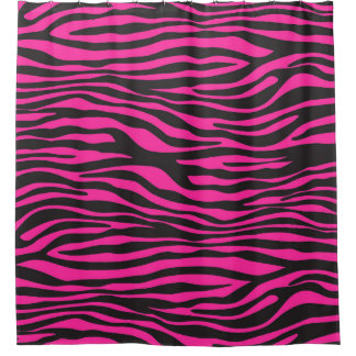 Pink and Black Zebra Print Shower Curtain