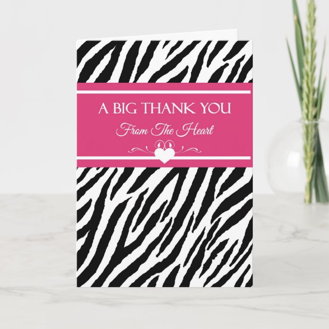 Pink and Black Zebra Print Thank You From Heart (Front)