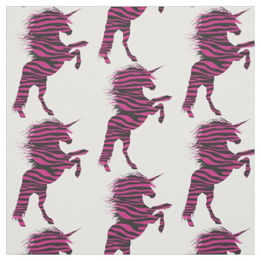 Pink and Black Zebra Print Unicorn Fabric