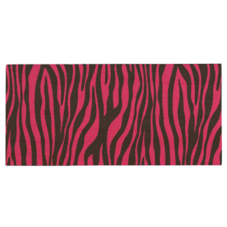 Pink and Black Zebra Print Wood Flash Drive