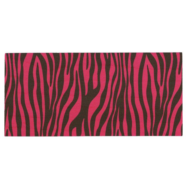 Pink and Black Zebra Print Wood Flash Drive (Back)