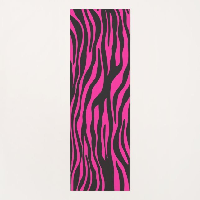 Pink and Black Zebra Print Yoga Mat (Front)