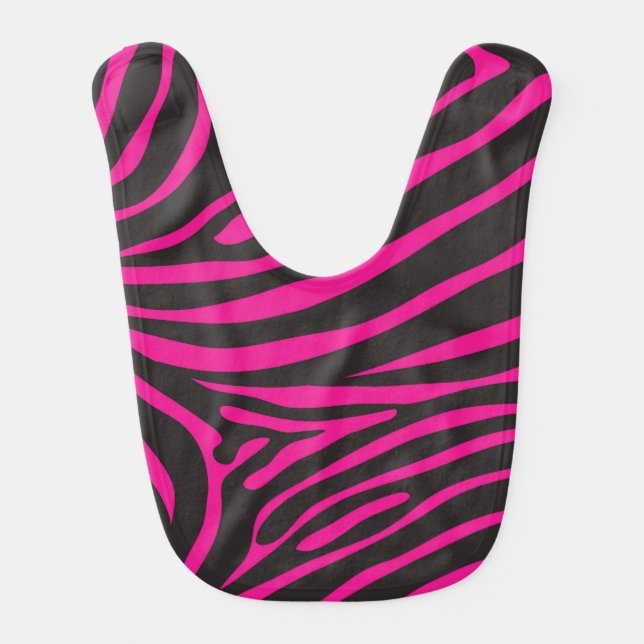 Pink and Black Zebra Stripe Print Bib (Front)