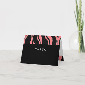 Pink and Black Zebra Stripe Thank You Card