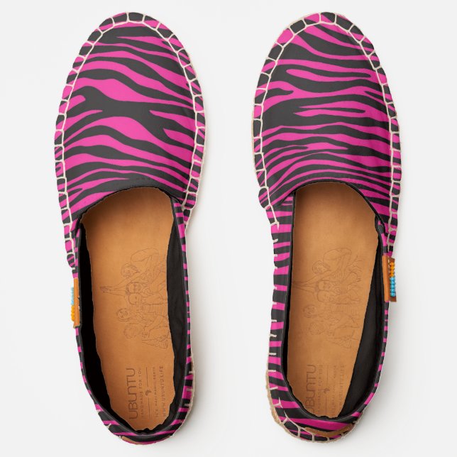 Pink and Black Zebra Stripes Espadrilles (Front)