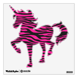 Pink and Black Zebra Unicorn Wall Decal
