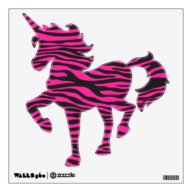 Pink and Black Zebra Unicorn Wall Decal