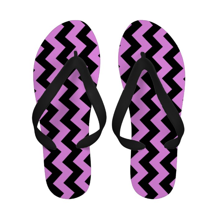 Pink and Black Zigzag Flip Flops